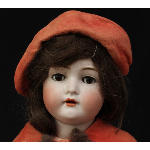 2061 - A large Bruno Schmidt (Germany) bisque head and ball jointed painted composition bodied doll, weight... 