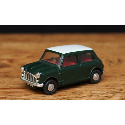 2074 - Tri-ang Spot-On 1:42 scale 211 Austin Seven, British Racing green body with white roof, red interior... 