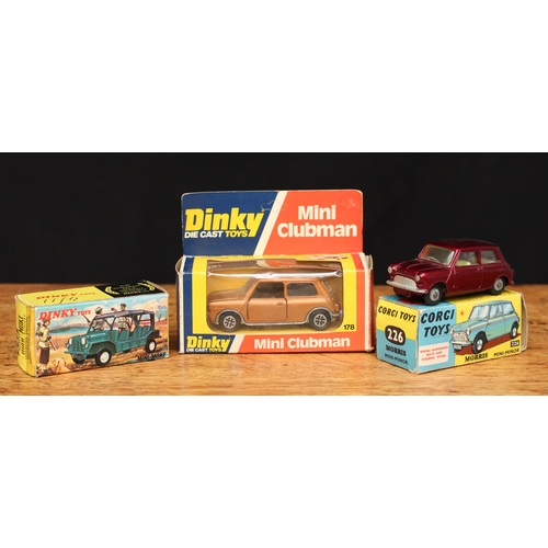 2076 - Corgi Toys 226 Morris Mini-Minor, metallic maroon body, lemon yellow interior, shaped hubs, boxed; D... 