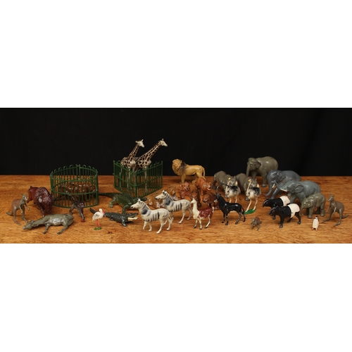 2096 - A collection of 20th century hollow-cast lead Zoo animals and accessories including Britains (W Brit... 