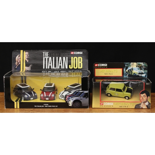 2104 - Corgi CC99138 The Italian Job Mini three piece set, window boxed and Corgi Classics 96011 Mr Bean's ... 