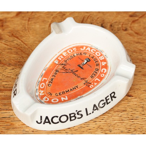 2126 - Advertising, Breweriana - a Royal Doulton Fredk. Jacob & Co Ltd brewery shaped oval ashtray, transfe... 