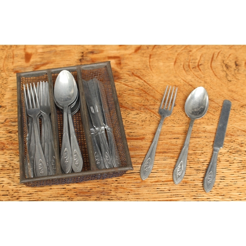 2131 - A set of 1930's German dolls miniature aluminium service of flatware, comprising eight forks, eight ... 