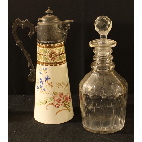 66 - An Aesthetic Movement conical water jug, possibly Wedgwood, indistinctly marked, 30cm high; a Georgi... 