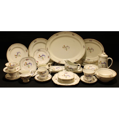 106 - A Shelley Versaille pattern part dinner and tea service, including three graduated meat plates, dinn... 