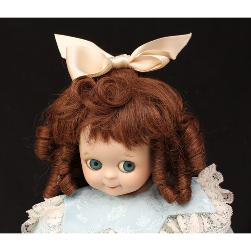 2157 - A reproduction JDK Kestner (Germany) bisque head and shoulder novelty googly eyed doll, partially st... 