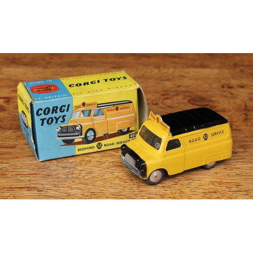 2175 - Corgi Toys 408 Bedford AA road service van, yellow body with black roof, yellow and black decals to ... 