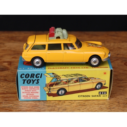 2179 - Corgi Toys 436 Citroen Safari ID19, deep yellow body with decal to bonnet, plastic roof luggage to r... 