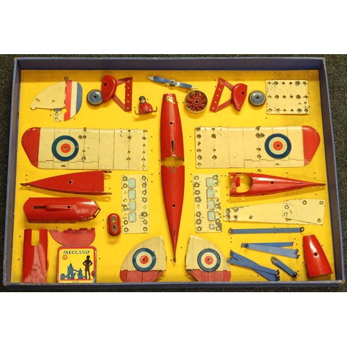 2231 - A 1930's Meccano No.1 Special aeoplane constructor outfit, comprising various red, blue and cream ou... 