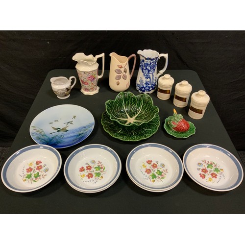 198 - A Bay West German Fat lava planter;  assorted vases, table ware;  Japanese porcelain part tea set et... 