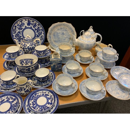 226 - A Coalport Belfort pattern blue and white part tea set;  Booths British Scenery pattern tea caddy;  ... 