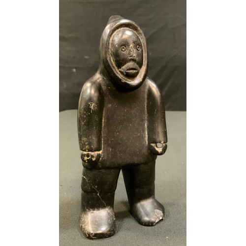 248 - Levi Amidlak (1931-1998) Canadian, an Inuit stone carving as a Hunter, signed, numbered E-91564, 156... 