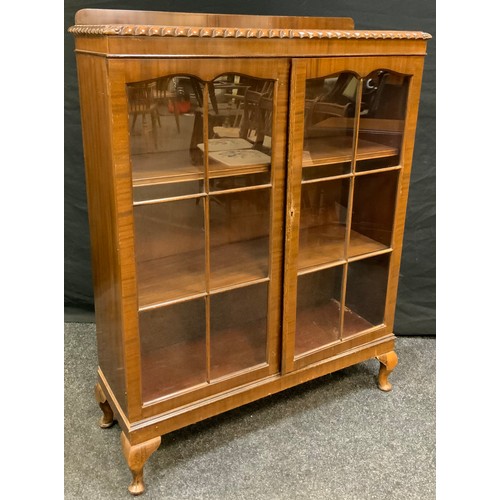 271 - A 20th century mahogany two door display cabinet, 121cm high, 92cm wide, 32.5cm deep;  a drop leaf t... 