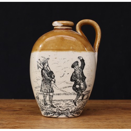 2259 - Advertising - a Scottish Grosvenor Glasgow Pottery brown and buff saltglazed stoneware whisky flagon... 