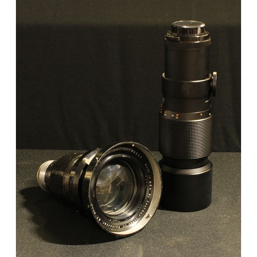 87 - A Kodak Co Eastman Rochester NY Aero-Ektar lens, f:25 7 inch, 178mm, 5x5 serial number EM6237; a Jap... 