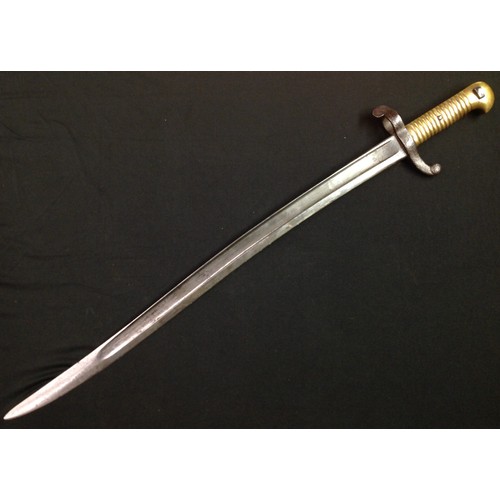 62 - French 1842 Pattern Bayonet with single edged fullered blade 570mm in length, maker marked and dated... 