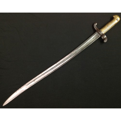 62 - French 1842 Pattern Bayonet with single edged fullered blade 570mm in length, maker marked and dated... 