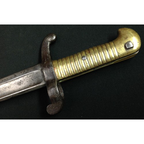 62 - French 1842 Pattern Bayonet with single edged fullered blade 570mm in length, maker marked and dated... 