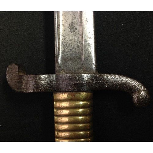 62 - French 1842 Pattern Bayonet with single edged fullered blade 570mm in length, maker marked and dated... 