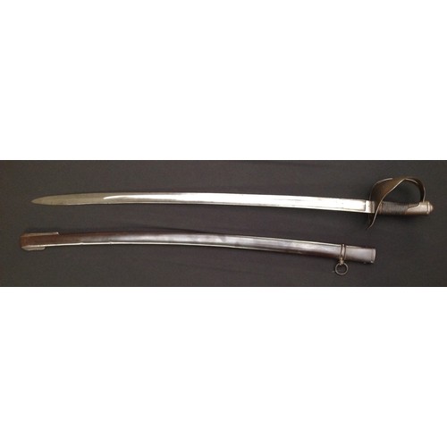 65 - Italian Model 1860 heavy cavalry troopers sword with single edged fullered blade 895mm in length, Ge... 