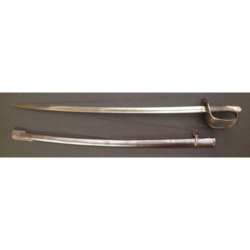 65 - Italian Model 1860 heavy cavalry troopers sword with single edged fullered blade 895mm in length, Ge... 