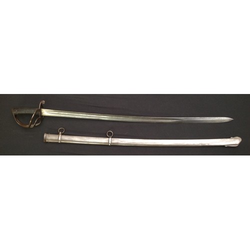 66 - British Crimean War era 1853 Pattern Cavalry Sword with single edged fullered blade 895mm in length.... 