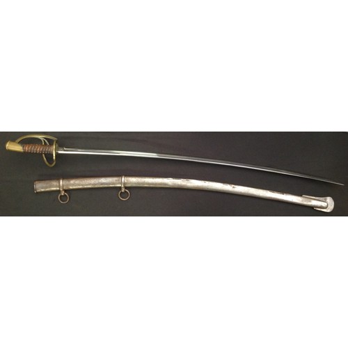 68 - US Civil War 1864 Pattern Cavalry Sabre with curved fullered single edged blade 885mm in length. Mar... 