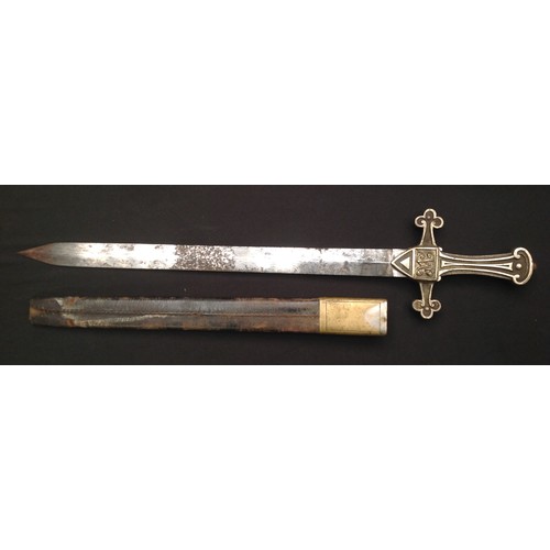 72 - British Army 1856 pattern Drummers Sword with 480mm long double edged blade. Spine of blade marked 