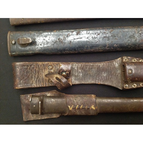 75 - A collection of Eight Bayonet scabbards only: to include French 1866 pattern Chassepot, French Gras,... 