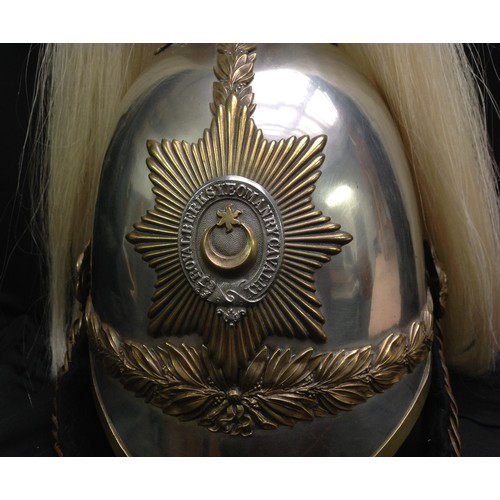 78 - British Victorian 1871 Pattern Royal Berkshire Yeomanry Cavalry Helmet. Silvered skull. White Horse ... 