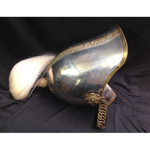 78 - British Victorian 1871 Pattern Royal Berkshire Yeomanry Cavalry Helmet. Silvered skull. White Horse ... 