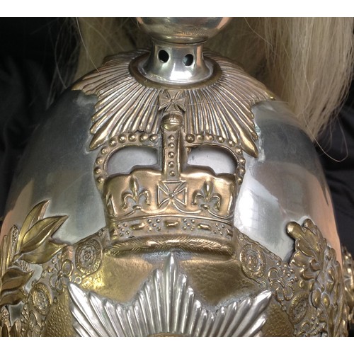 79 - British Victorian 1871 Pattern Life Guards  Helmet. Silvered skull. To the top of the helmet is a gi... 