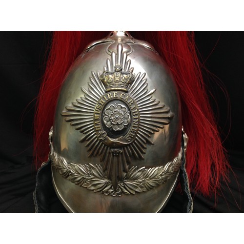 80 - British Victorian 1871 Pattern Hampshire Carabiniers Cavalry Helmet. Silvered skull with some period... 