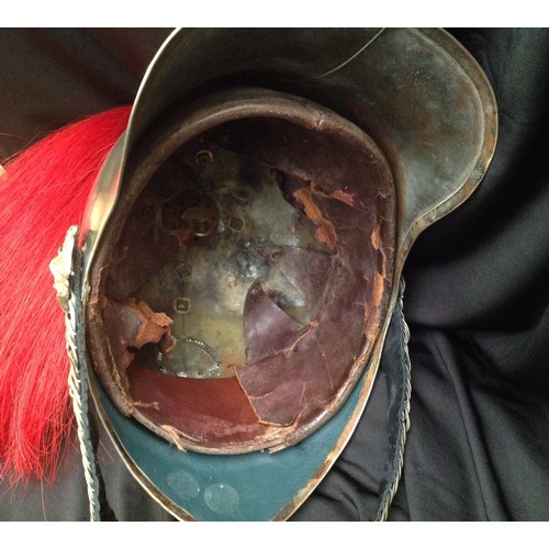 80 - British Victorian 1871 Pattern Hampshire Carabiniers Cavalry Helmet. Silvered skull with some period... 