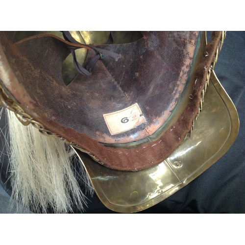 81 - British Victorian 1871 Pattern Cavalry  Helmet. Brass skull with 1st Dragoon Guards regimental helme... 