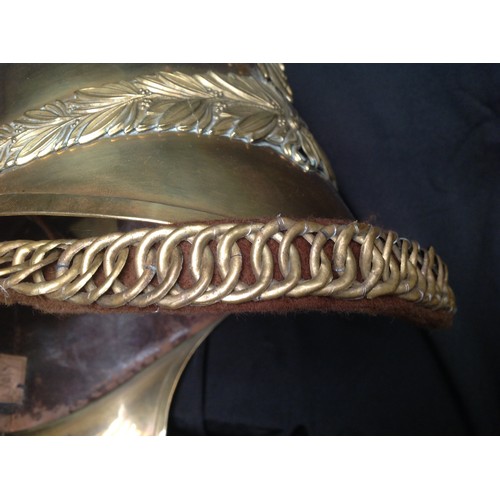 81 - British Victorian 1871 Pattern Cavalry  Helmet. Brass skull with 1st Dragoon Guards regimental helme... 