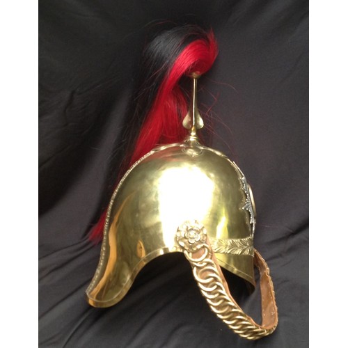 82 - British Victorian 1871 Pattern Cavalry  Helmet. Brass skull with 3rd Dragoon Guards regimental helme... 