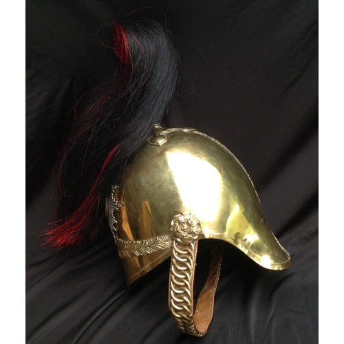 82 - British Victorian 1871 Pattern Cavalry  Helmet. Brass skull with 3rd Dragoon Guards regimental helme... 