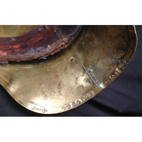 82 - British Victorian 1871 Pattern Cavalry  Helmet. Brass skull with 3rd Dragoon Guards regimental helme... 