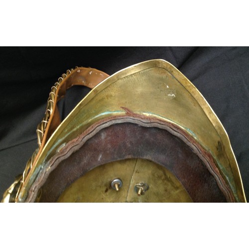 82 - British Victorian 1871 Pattern Cavalry  Helmet. Brass skull with 3rd Dragoon Guards regimental helme... 