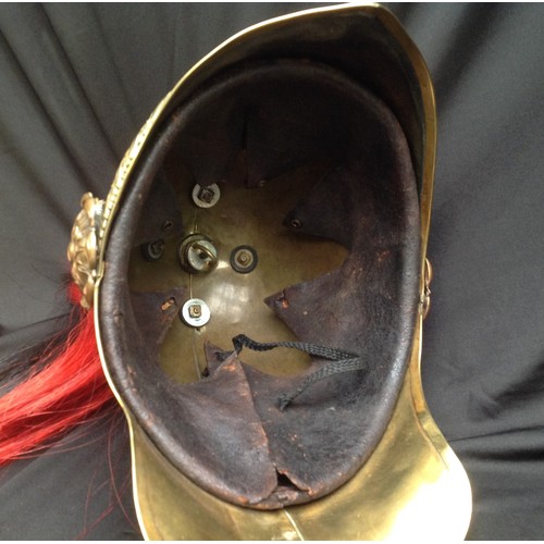 83 - British Victorian 1871 Pattern Cavalry  Helmet. Brass skull with 4th Dragoon Guards regimental helme... 