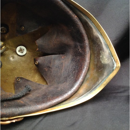 83 - British Victorian 1871 Pattern Cavalry  Helmet. Brass skull with 4th Dragoon Guards regimental helme... 