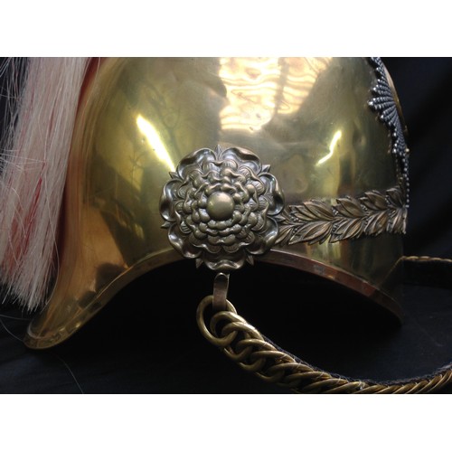 84 - British Victorian 1871 Pattern Cavalry  Helmet. Brass skull with 5th Princess Charlotte of Wales Dra... 