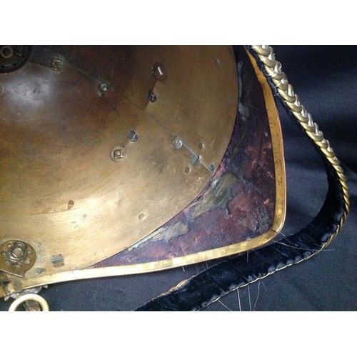 84 - British Victorian 1871 Pattern Cavalry  Helmet. Brass skull with 5th Princess Charlotte of Wales Dra... 