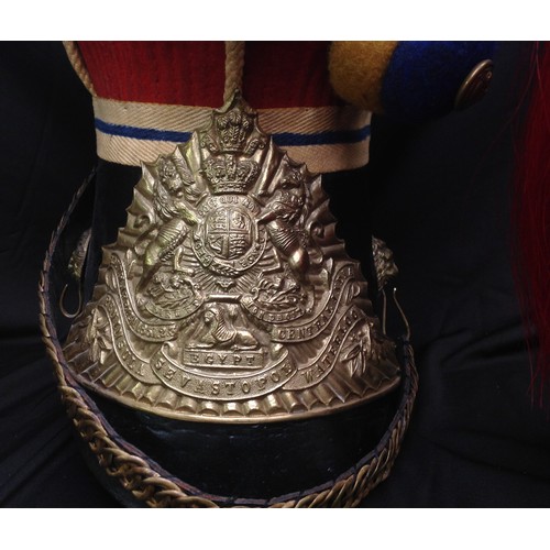 86 - Reproduction dating from the late 20th Century of a Victorian 12th Lancers Shako Cap. Plume socket w... 