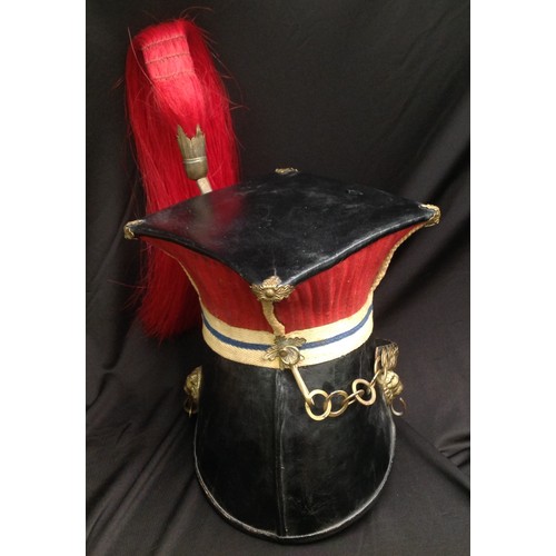 86 - Reproduction dating from the late 20th Century of a Victorian 12th Lancers Shako Cap. Plume socket w... 