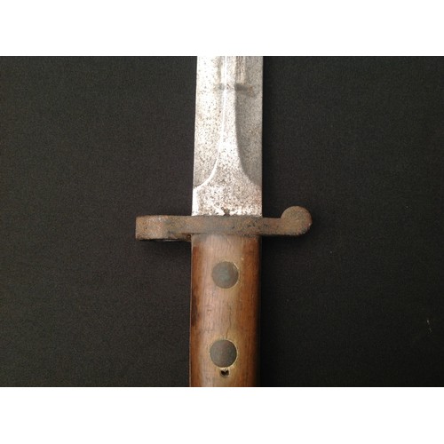 88 - British 1888 pattern Lee Metford bayonet by Wilkinson, London, 30.5cm blade, date marked 7, 98, two-... 