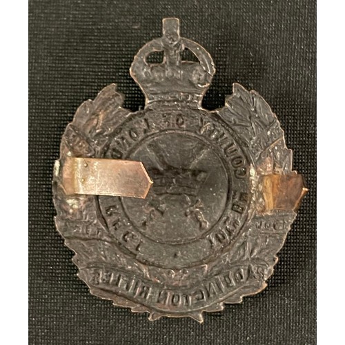 92 - 10th Battalion London Regiment (Paddington Rifles) Officers Bronze Cap badge, pre 1912. Both lugs in... 