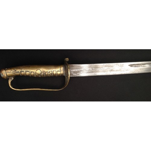 114 - WW2 Nationalist Chinese Army Officers Sword with fullered single edged blade 750mm in length. Etched... 