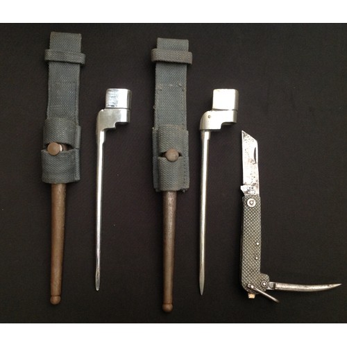 131 - WW2 British No 4 Bayonets, pair. Both have been chrome plated for ceremonial use by the RAF. Complet... 